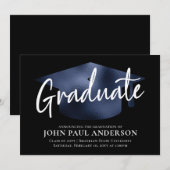 Afstuderen metallisch blauw Pet Afstuderen Aankondiging (Voorkant / Achterkant)