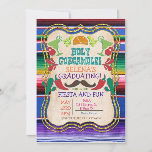 Afstuderen Mexicaanse Fiesta Uitnodiging (Voorkant)