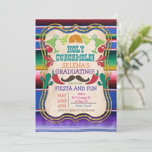 Afstuderen Mexicaanse Fiesta Uitnodiging (Staand voorkant)