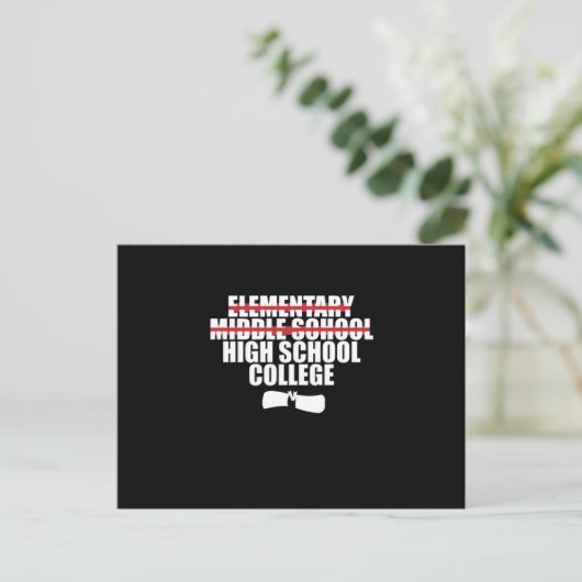 Afstuderen middelbare school briefkaart (Staand voorkant)