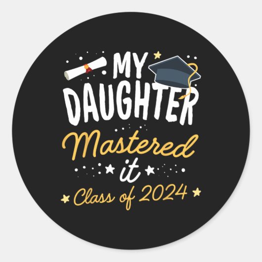 Afstuderen Mijn Dochter Meester Het CL van 2024 Ronde Sticker (Voorkant)