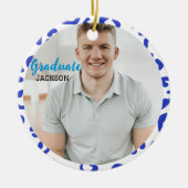 Afstuderen Milestone Blue Leopard Keramisch Ornament (Voorkant)