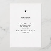 Afstuderen minimaal elegant foto-afstuderen folie uitnodiging (Achterkant)