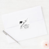 Afstuderen minimaal script | Afstudeerder Pet Dank Vierkante Sticker (Envelop)