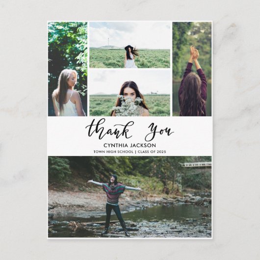 Afstuderen Minimale foto Dank u Casual script Briefkaart (Voorkant)
