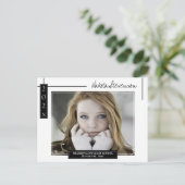 Afstuderen Minimale zwarte en witte lijnen Foto Briefkaart (Staand voorkant)