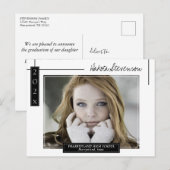 Afstuderen Minimale zwarte en witte lijnen Foto Briefkaart (Voorkant / Achterkant)