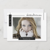 Afstuderen Minimale zwarte en witte lijnen Foto Kaart (Voorkant)