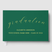 Afstuderen minimalistisch groen gastenboek (Voorkant)