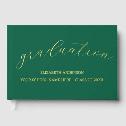 Afstuderen minimalistisch groen gastenboek (Voorkant)