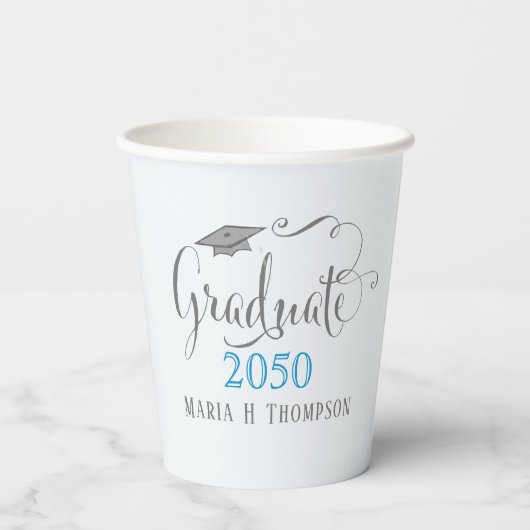 Afstuderen minimalistisch modern Mortarboard Lite  Papieren Bekers (Achterkant)