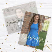 Afstuderen minimalistisch modern twee-fotoscript briefkaart