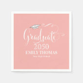 Afstuderen minimalistisch mortarboard-peach servet (Voorkant)