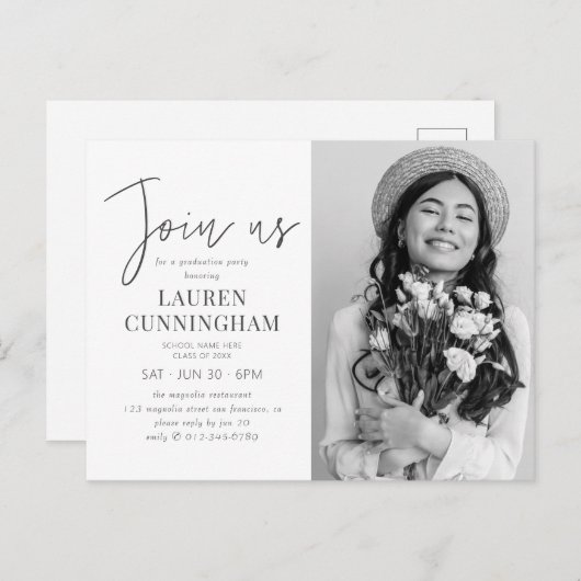 Afstuderen minimalistische, eenvoudige grafische f briefkaart (Voorkant / Achterkant)