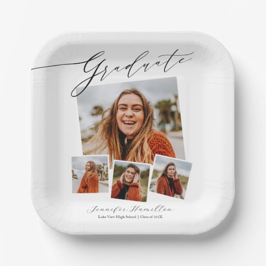 Afstuderen minimalistische foto Afstudeerder parti Papieren Bordje (Voorkant)
