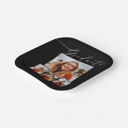 Afstuderen minimalistische foto Afstudeerder parti Papieren Bordje (Gebogen)