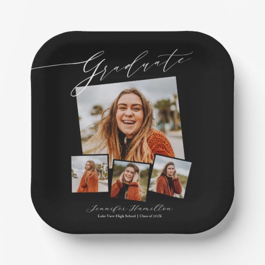 Afstuderen minimalistische foto Afstudeerder parti Papieren Bordje (Voorkant)