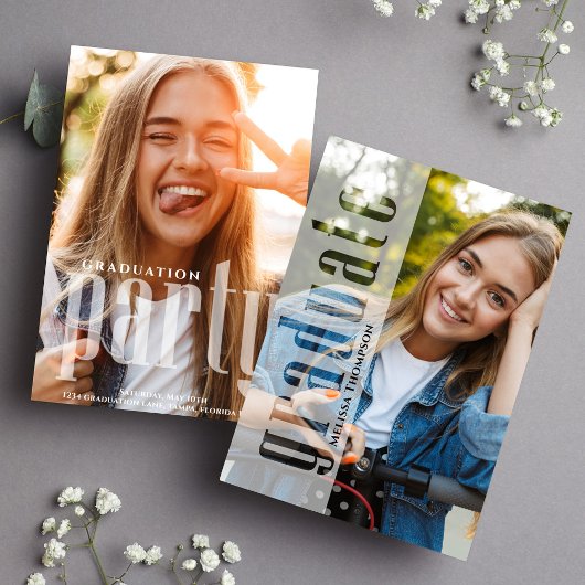 Afstuderen minimalistische foto koele typografie aankondiging