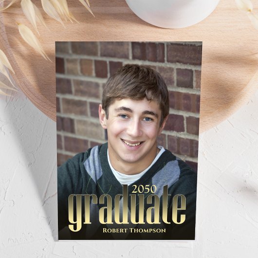 Afstuderen minimalistische fototypografie goud aankondiging