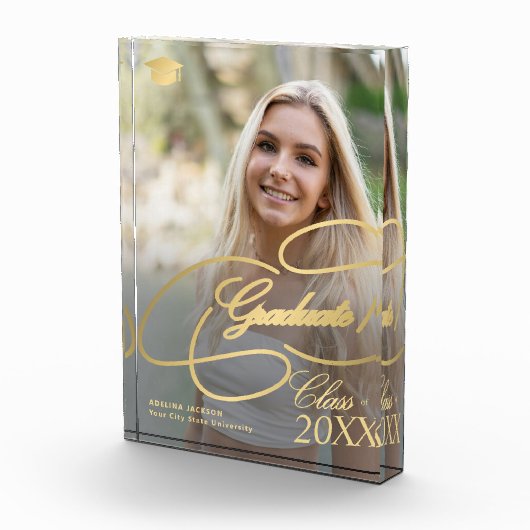 Afstuderen minimalistische gouden kalligrafie fotoblokken (Rechts)