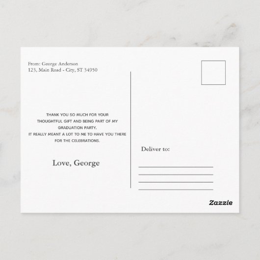 Afstuderen Minimalistische multifoto Dank u Briefkaart (Achterkant)