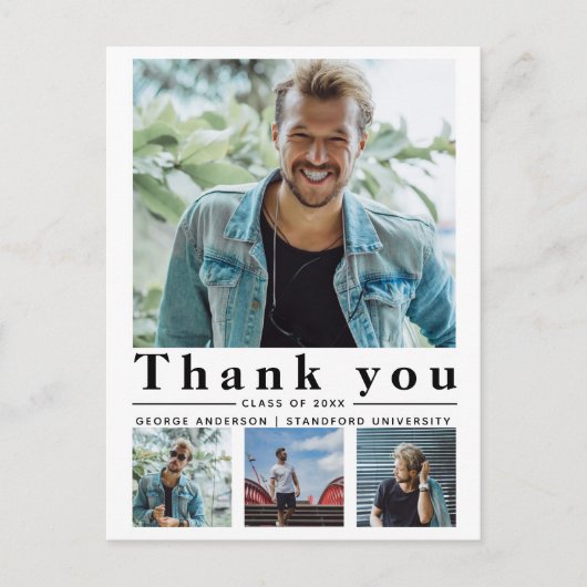 Afstuderen Minimalistische multifoto Dank u Briefkaart (Voorkant)