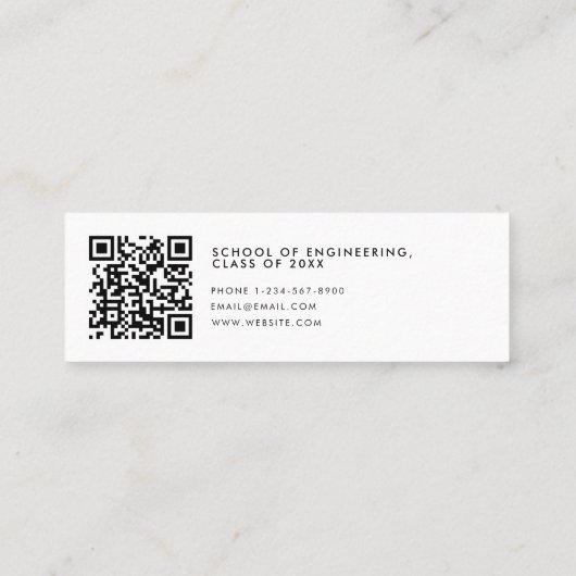 Afstuderen minimalistische QR-code voor het script Mini Visitekaartje (Achterkant)