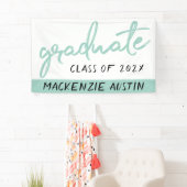 Afstuderen mintgroen | Speels Sage Trendy Script Spandoek (Insitu)