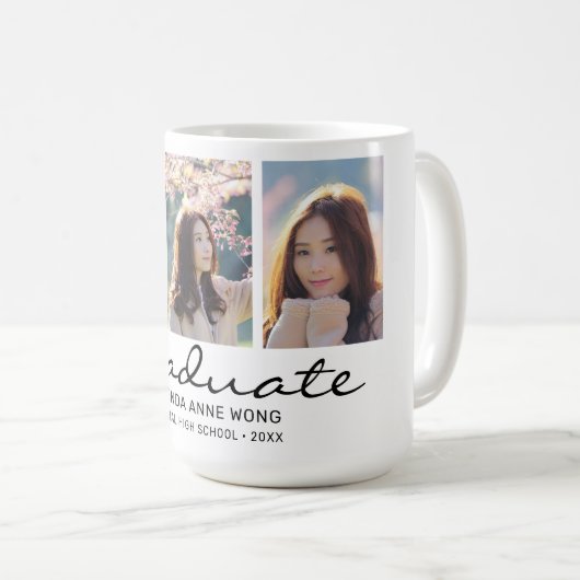 Afstuderen modern 3 Aangepast fotoMonogram Koffiemok (Voorkant rechts)