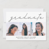 Afstuderen Modern 3 Foto Collage Graduation Party Kaart (Voorkant)