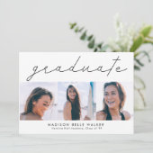 Afstuderen Modern 3 Foto Collage Graduation Party Kaart (Staand voorkant)