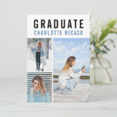 Afstuderen Modern 3 Foto Collage Persoonlijk Kaart (Staand voorkant)