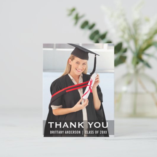 Afstuderen Modern Afstuderen Foto bedankt Briefkaart (Staand voorkant)