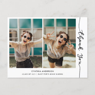 Afstuderen Modern Bedankt Script Photo Collage Briefkaart