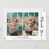 Afstuderen Modern Bedankt Script Photo Collage Kaart (Voorkant)