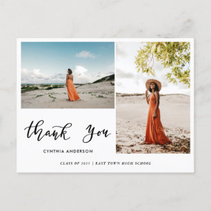 Afstuderen Modern Bedankt Script Twee foto's Briefkaart