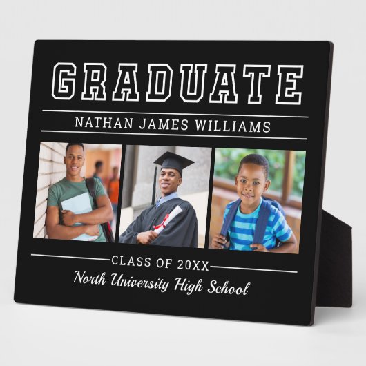 Afstuderen Modern Black 3 Photo Afstuderen Fotoplaat (Zijkant)