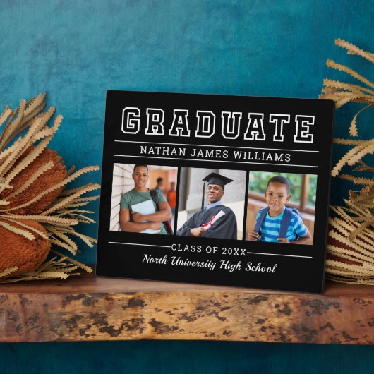 Afstuderen Modern Black 3 Photo Afstuderen Fotoplaat (Zijkant)