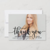 Afstuderen Modern Black Script Foto Bedankkaart