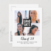 Afstuderen Modern Block Photo Collage Afstuderen Aankondigingskaart (Voorkant / Achterkant)