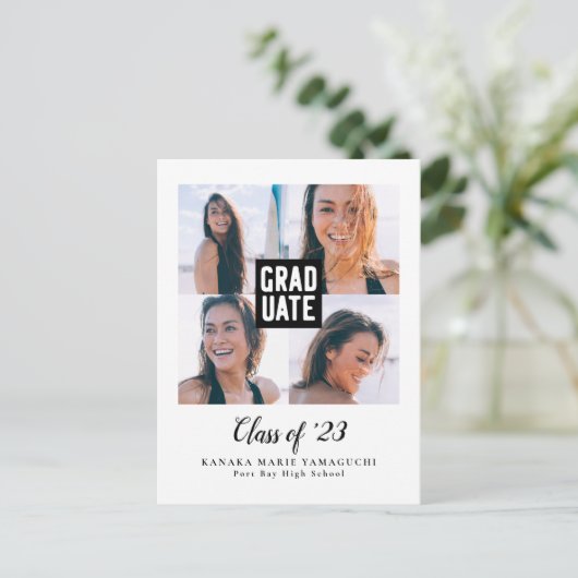 Afstuderen Modern Block Photo Collage Afstuderen Aankondigingskaart (Staand voorkant)