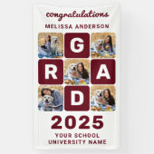 Afstuderen Modern Bloed Gepersonaliseerd 5 Foto Co Spandoek (Verticaal)