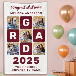 Afstuderen Modern Bloed Gepersonaliseerd 5 Foto Co Spandoek