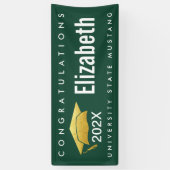 Afstuderen Modern Bold Simple Gold Pet op groen Spandoek (Verticaal)