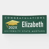 Afstuderen Modern Bold Simple Gold Pet op groen Spandoek (Horizontaal)