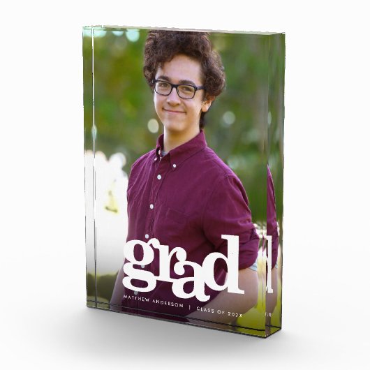 Afstuderen Modern Bold Typografie Custom Keepsake Fotoblokken (Rechts)