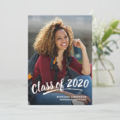 Afstuderen Modern Brush Script 2+Sided Party 2020 Kaart (Staand voorkant)