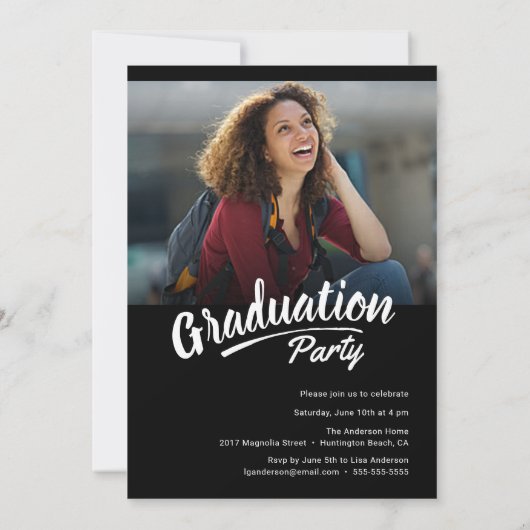 Afstuderen Modern Brush Script 2+Sided Party 2020 Kaart (Achterkant)