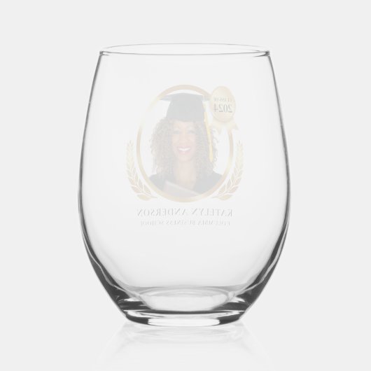 Afstuderen Modern Custom Photo School Afstuderen Wijnglas Zonder Voet (Achterkant)