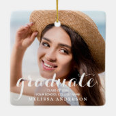 Afstuderen Modern Eenvoudig Aangepast 2 Foto Afstu Keramisch Ornament (Achterkant)